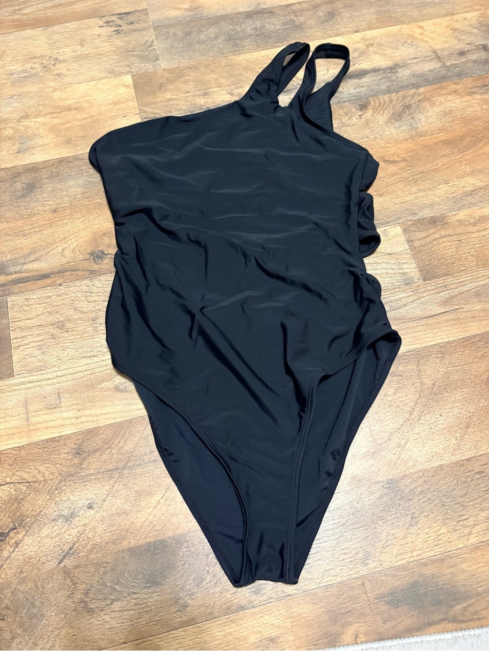 Women’s Large Black Cutout One Piece Swimsuit Monokini Strappy High Leg Swimwea